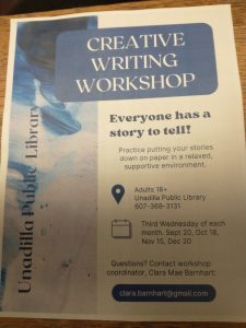 Unadilla Public Library Creative Writing Workshop @ Unadilla Public Library