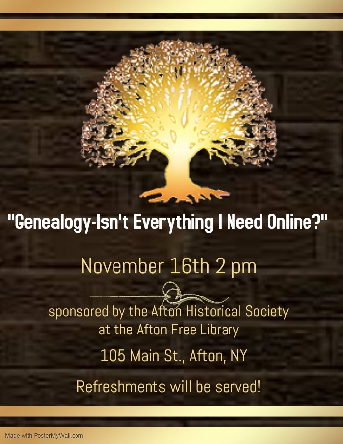 “Genealogy-Isn’t Everything I Need Online?” – November 16