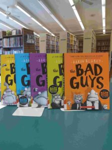 Photo of the covers for 5 graphic novels in the 'Bad Guys' series