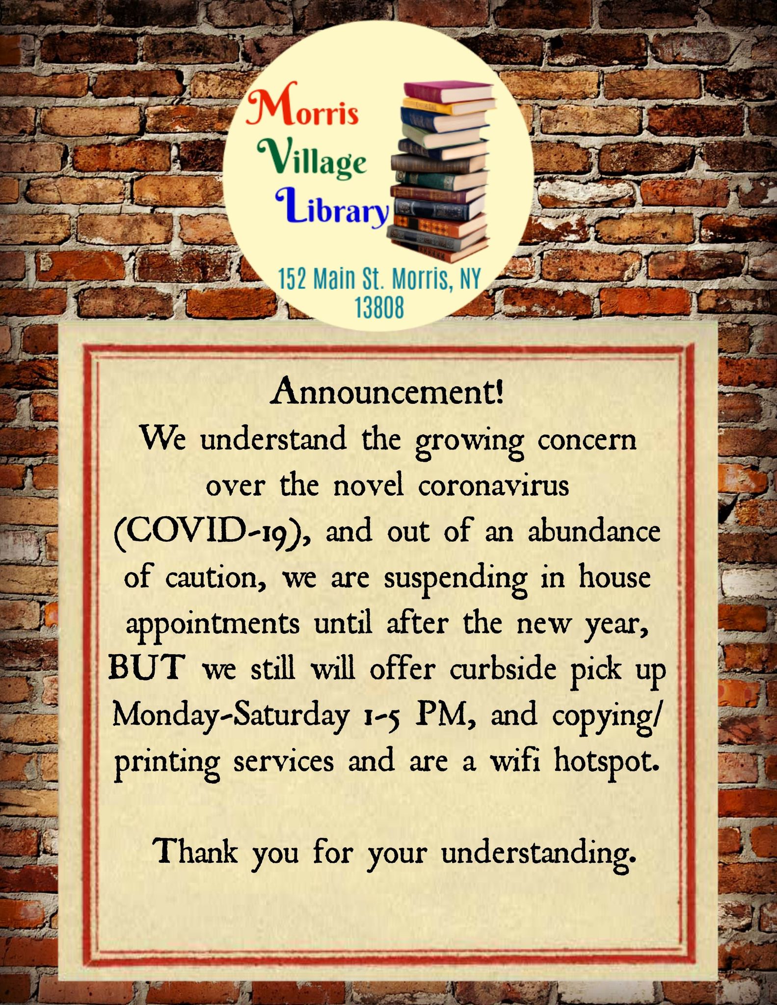 COVID Update Morris Library