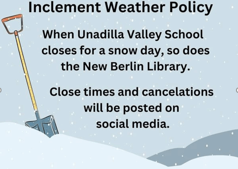 Library closed 12/2 due to inclement weather.