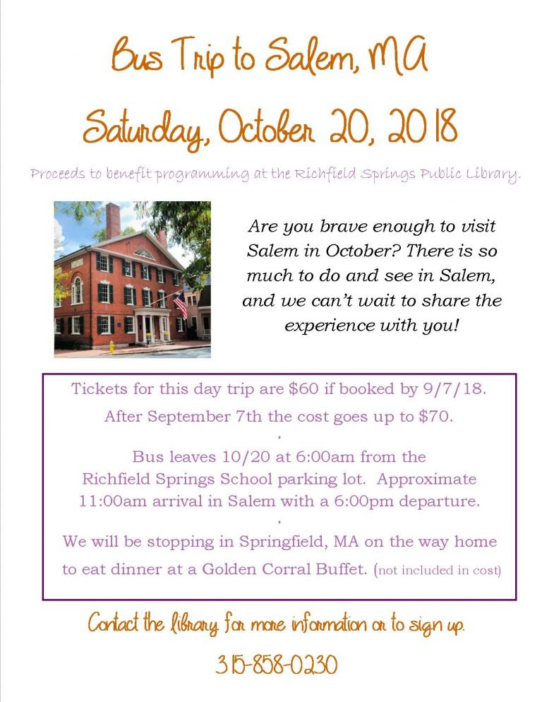 Fundraising trip for the library! Richfield Springs Public Library